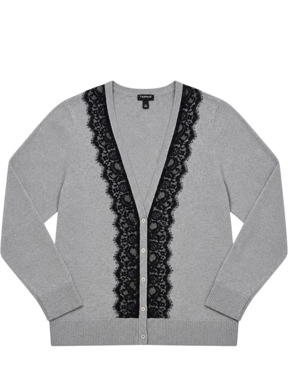 TORRID Gray Knit Black Lace Button Down Cardigan In 4 (26)